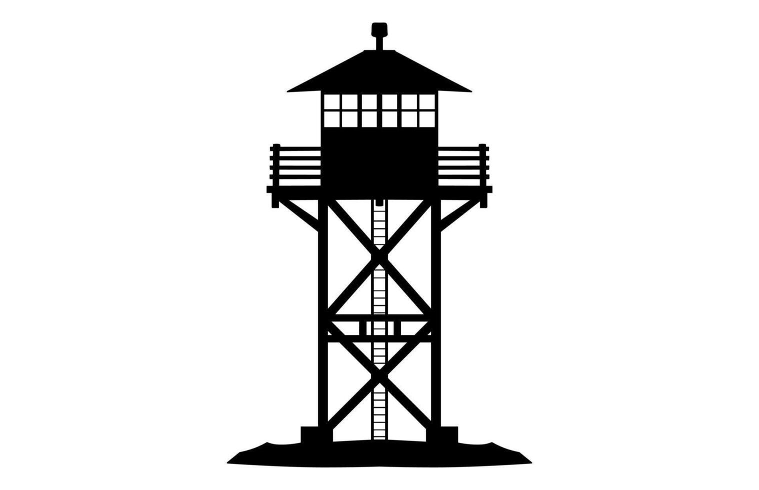 Fire Watchtower Clipart Silhouette vector