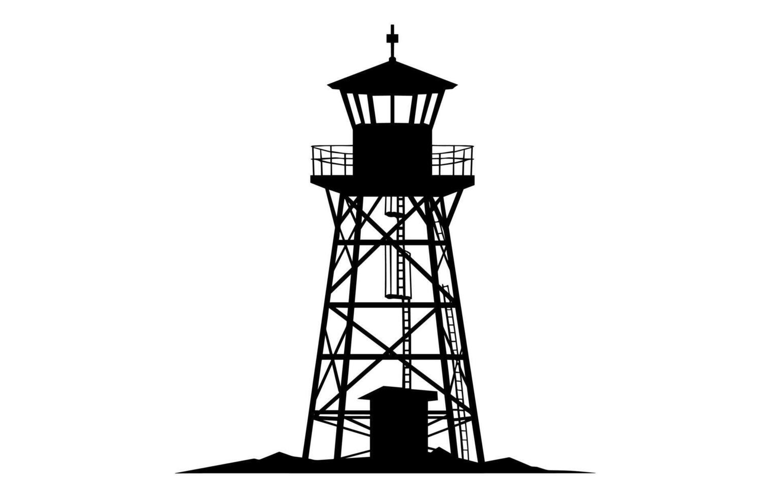 Fire Tower Clipart Silhouette isolated on a white background vector
