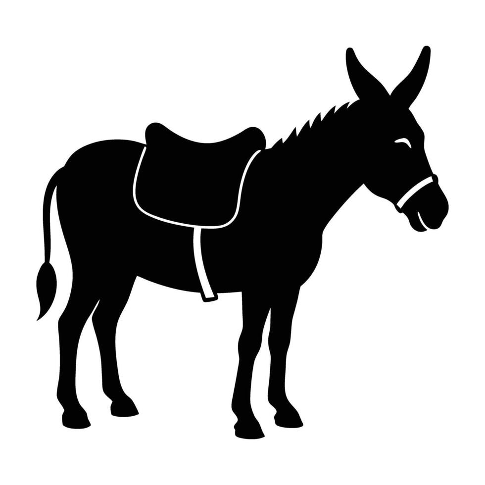 Minimalist mule bearing a saddle with head bowed in calm outdoor labor vector