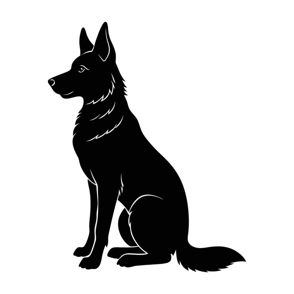 A loyal German shepherd sitting attentively with alert, perked ears vector