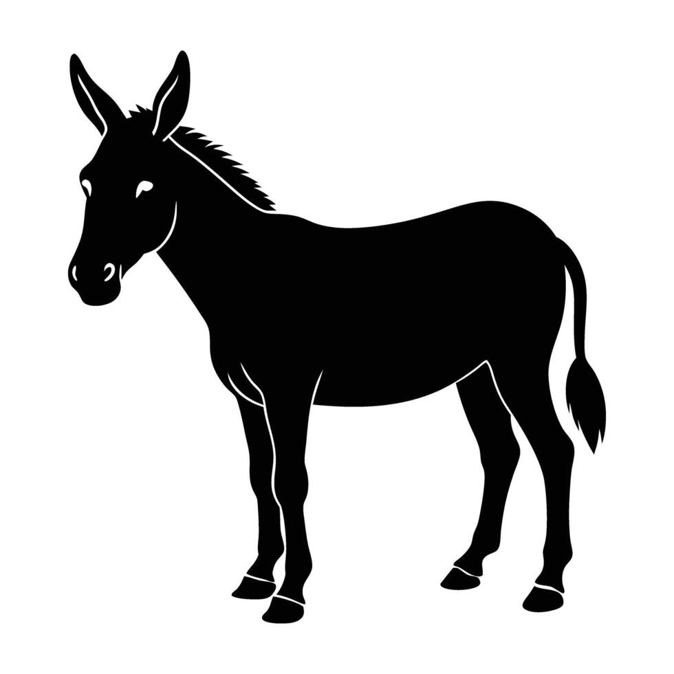 Minimalist mule standing proudly with sturdy legs and a short mane in open pasture vector