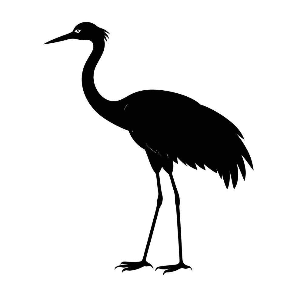 Graceful crane standing elegantly with long legs and neck in refined silhouette vector