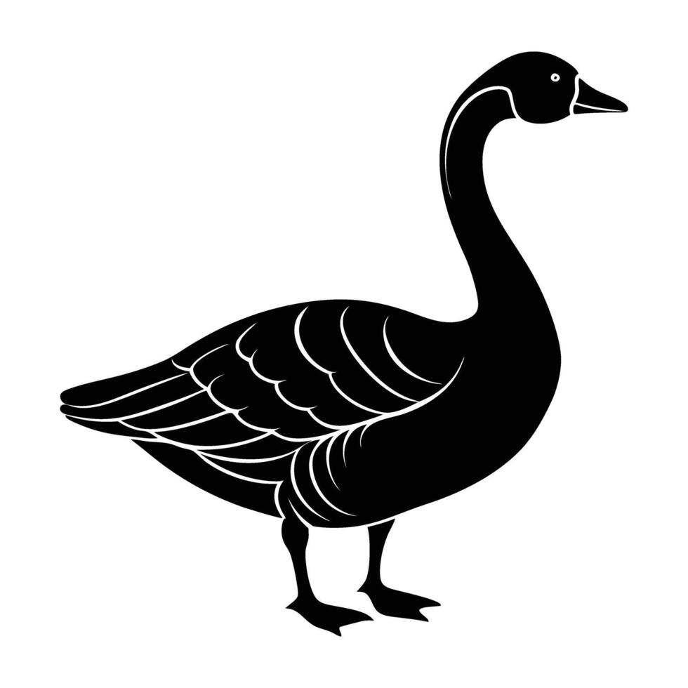 A graceful goose standing elegantly with a gently curved long neck vector