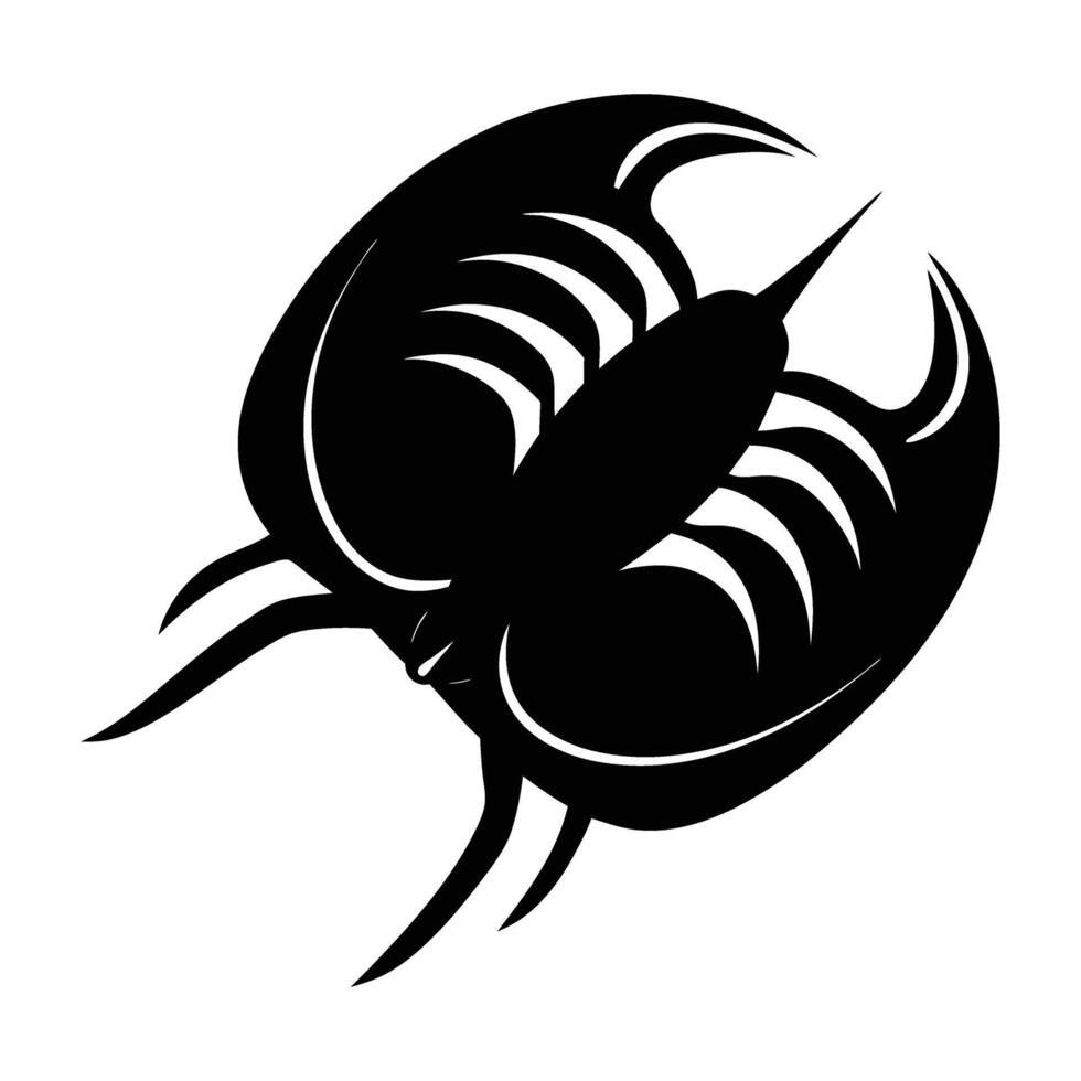 A unique horseshoe crab crawling with a curved shell on a sandy surface silhouette vector