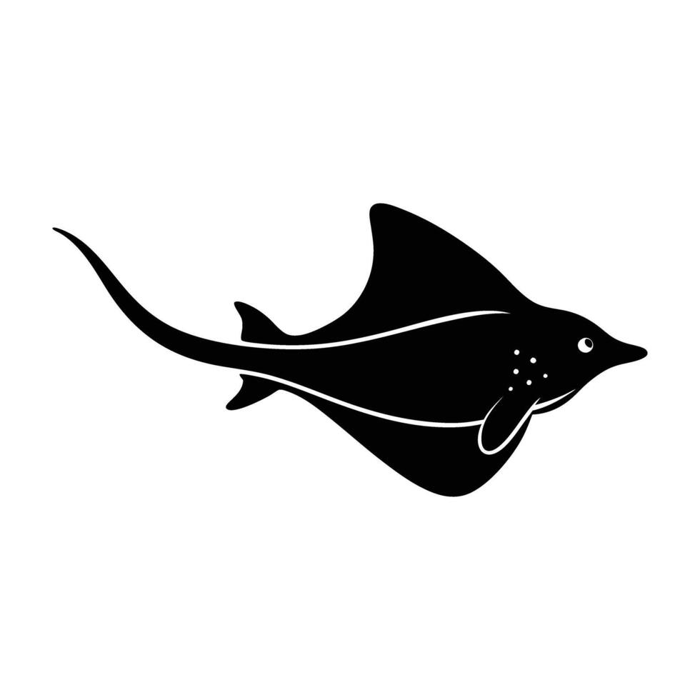 A sleek guitarfish gliding effortlessly with a flattened body and long tail vector