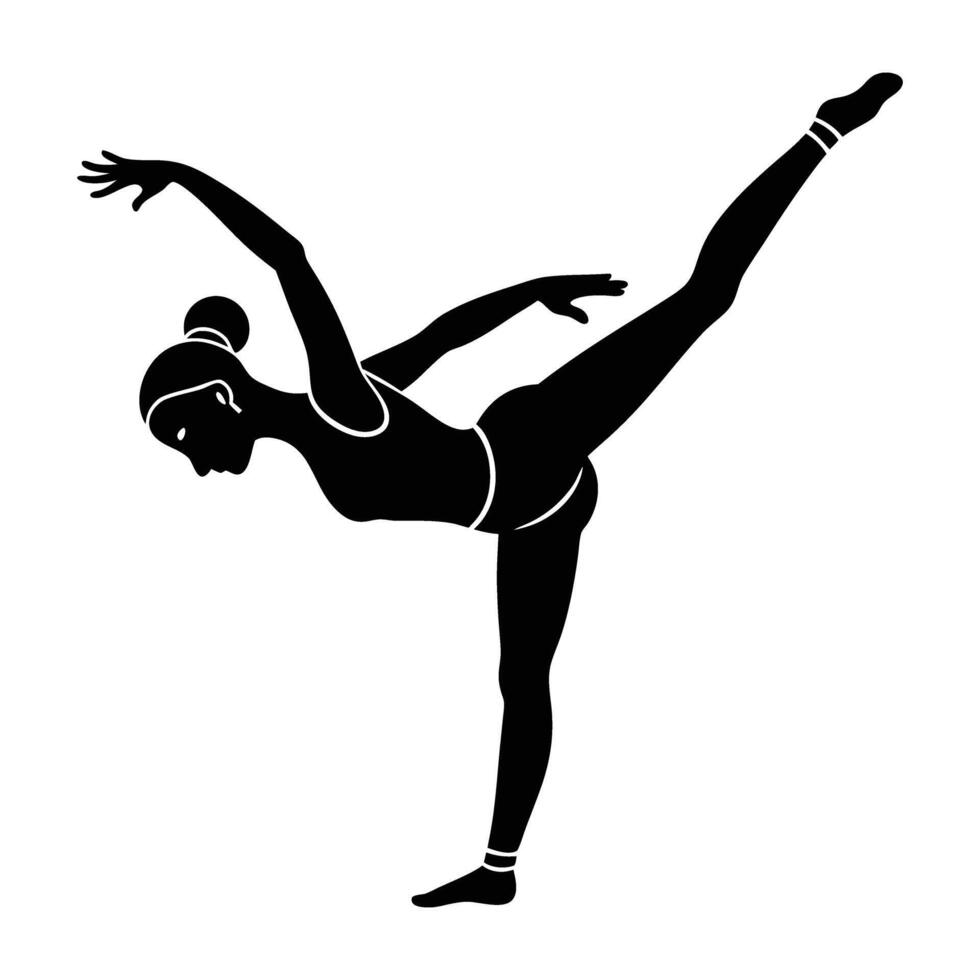 A skilled gymnast performing an impressive one handed balance with precision vector