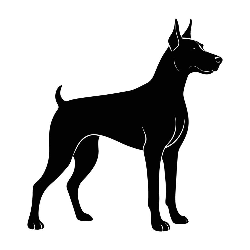 A vigilant guard dog standing alert with a strong, commanding presence vector