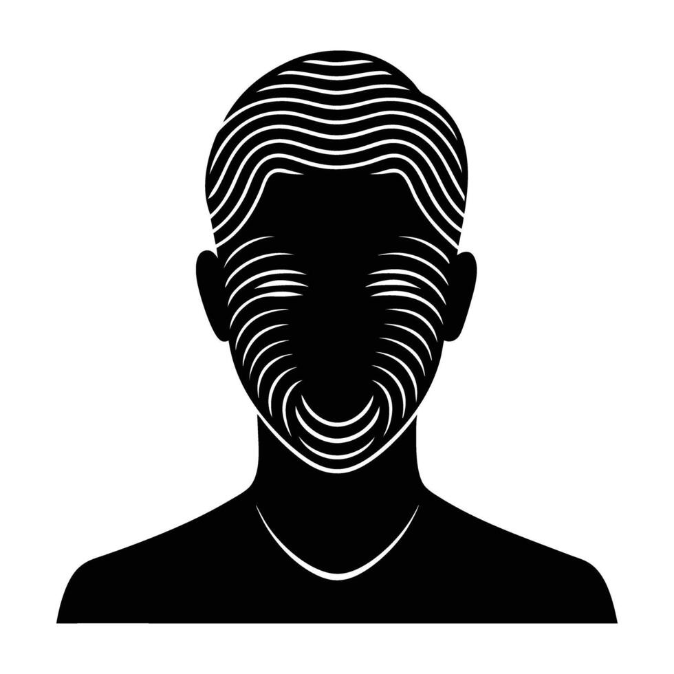 Innovative biometric face recognition scanner with precise si in silhouette vector