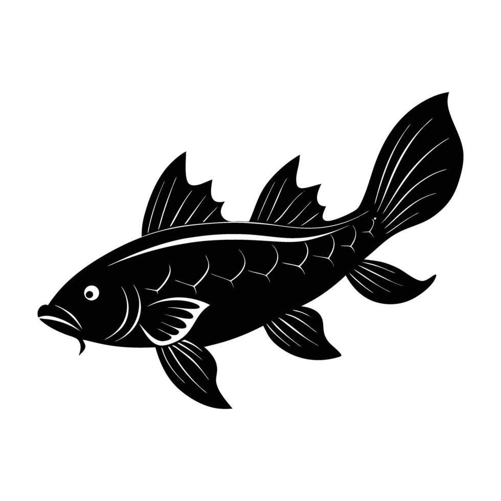 Rare coelacanth gliding with expansive lobed fins in a profound dark silhouette vector
