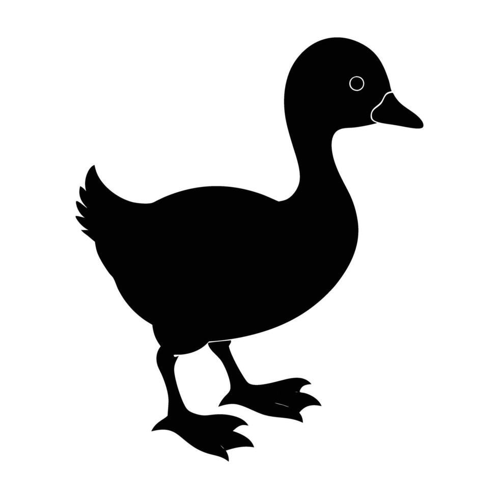 Charming duckling ambling with tiny webbed feet in clean isolated silhouette design vector