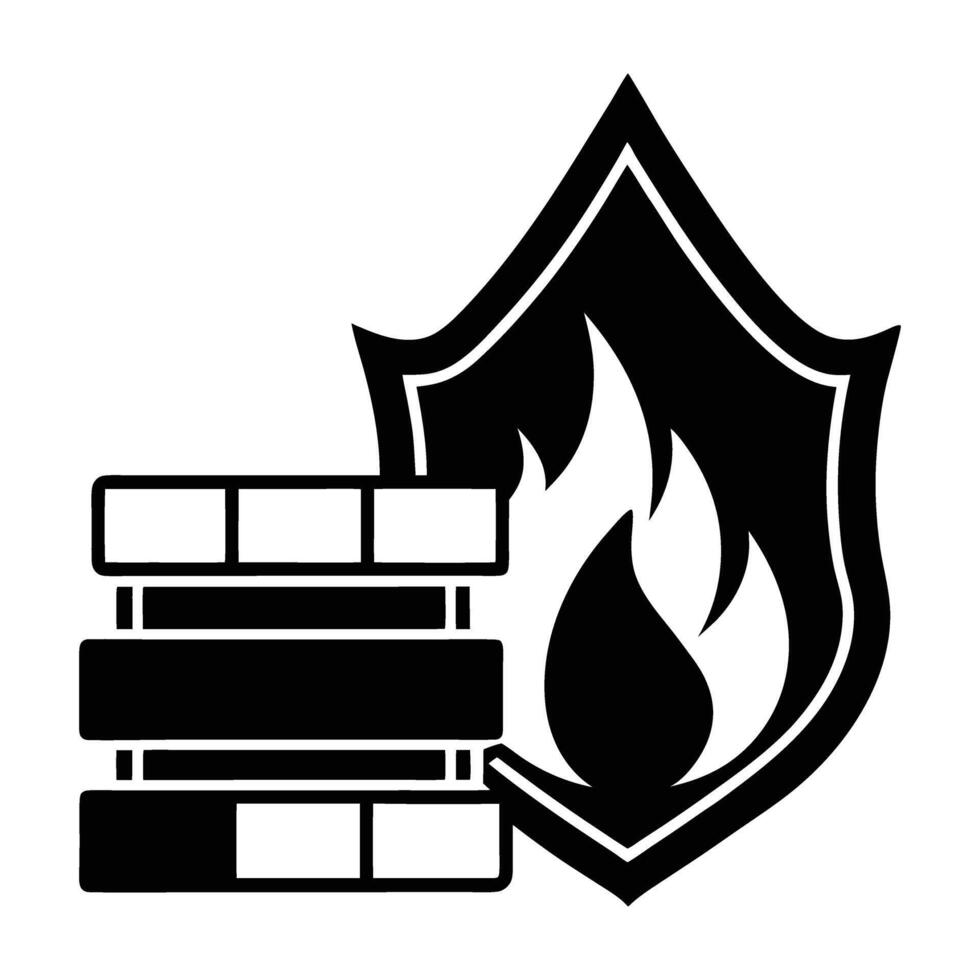 Strong firewall guarding a data server in a modern clear silhouette image vector