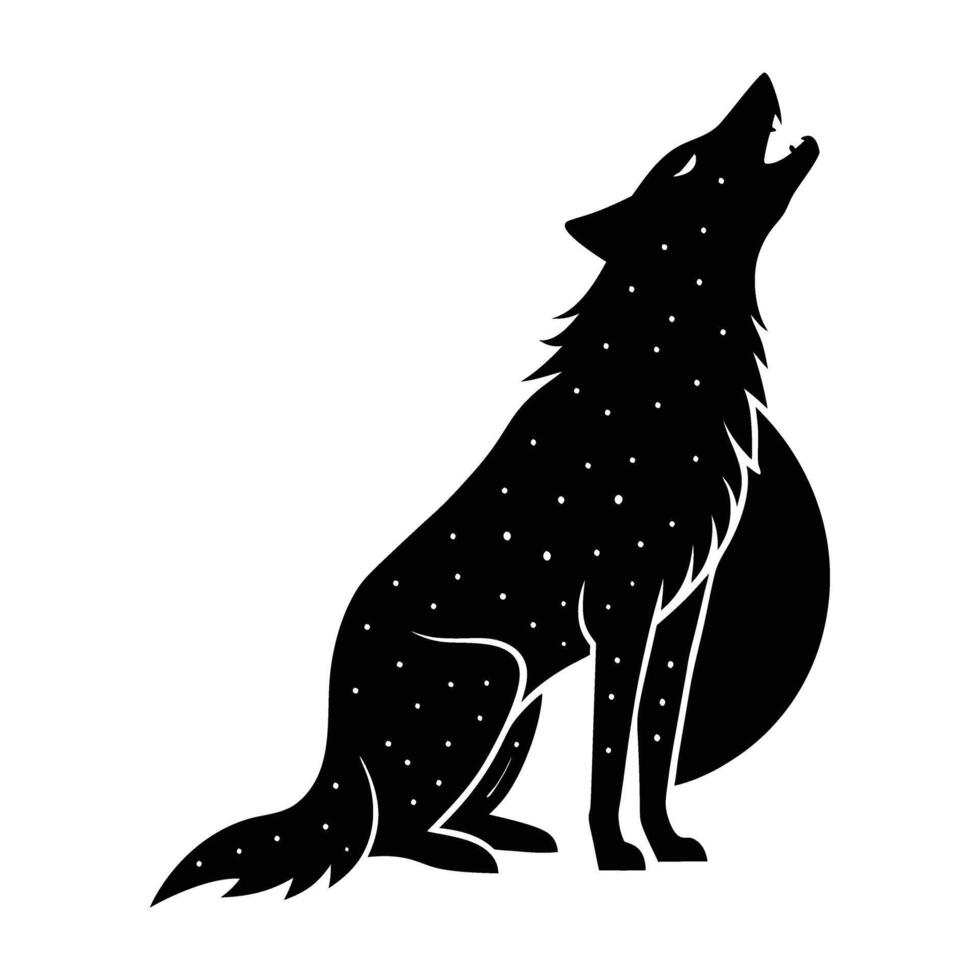 Wild dog howling passionately with head high on white background vector