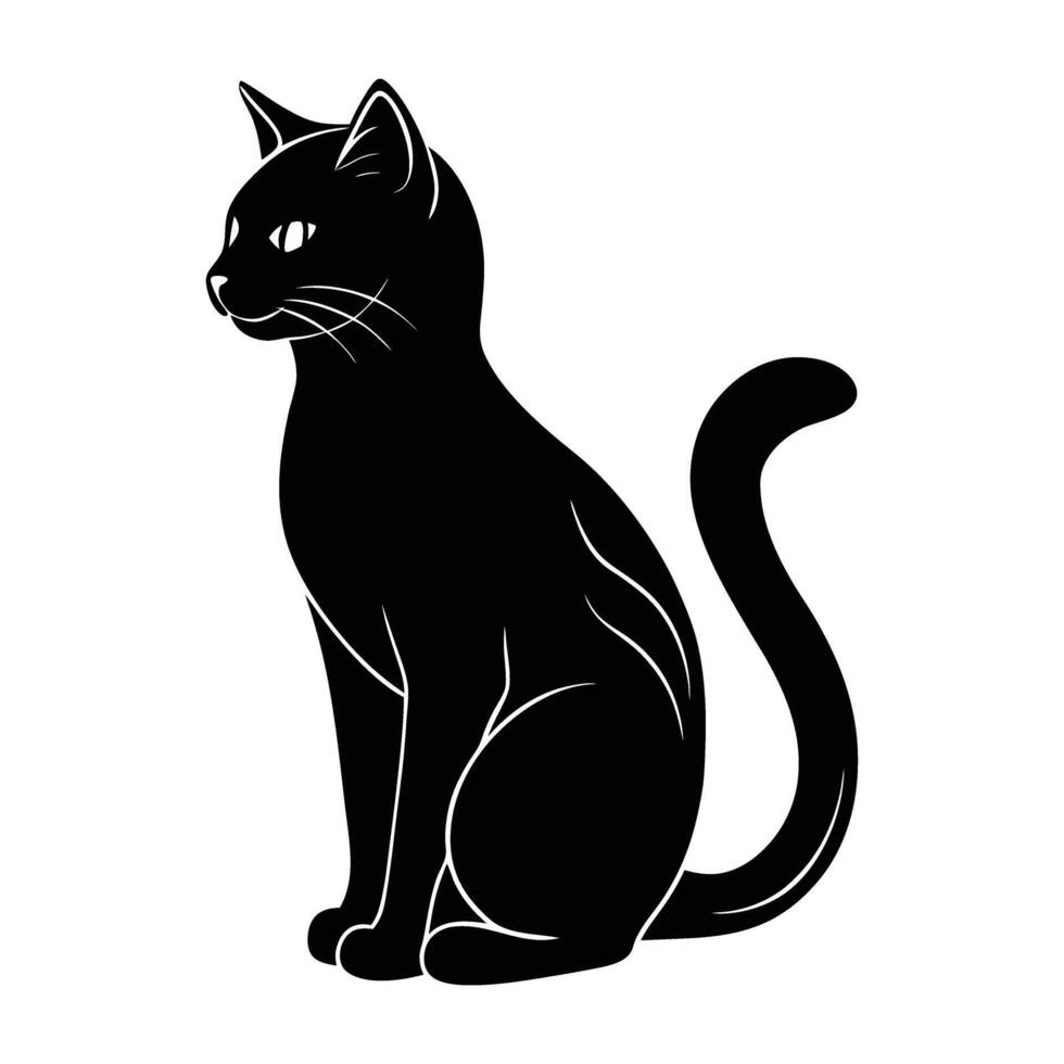 Stylish cat with head turned to side displaying a distinct isolated silhouette vector