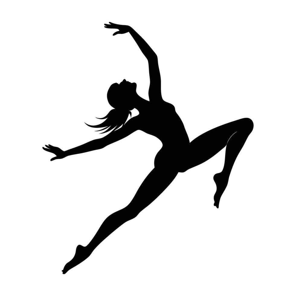 Fluid contemporary dancer falling gracefully into a dramatic isolated silhouette moment vector