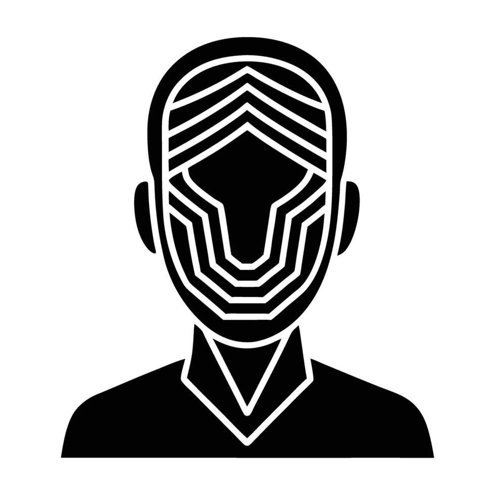 Modern biometric face recognition scanner delivering sharp si in clear silhouette vector