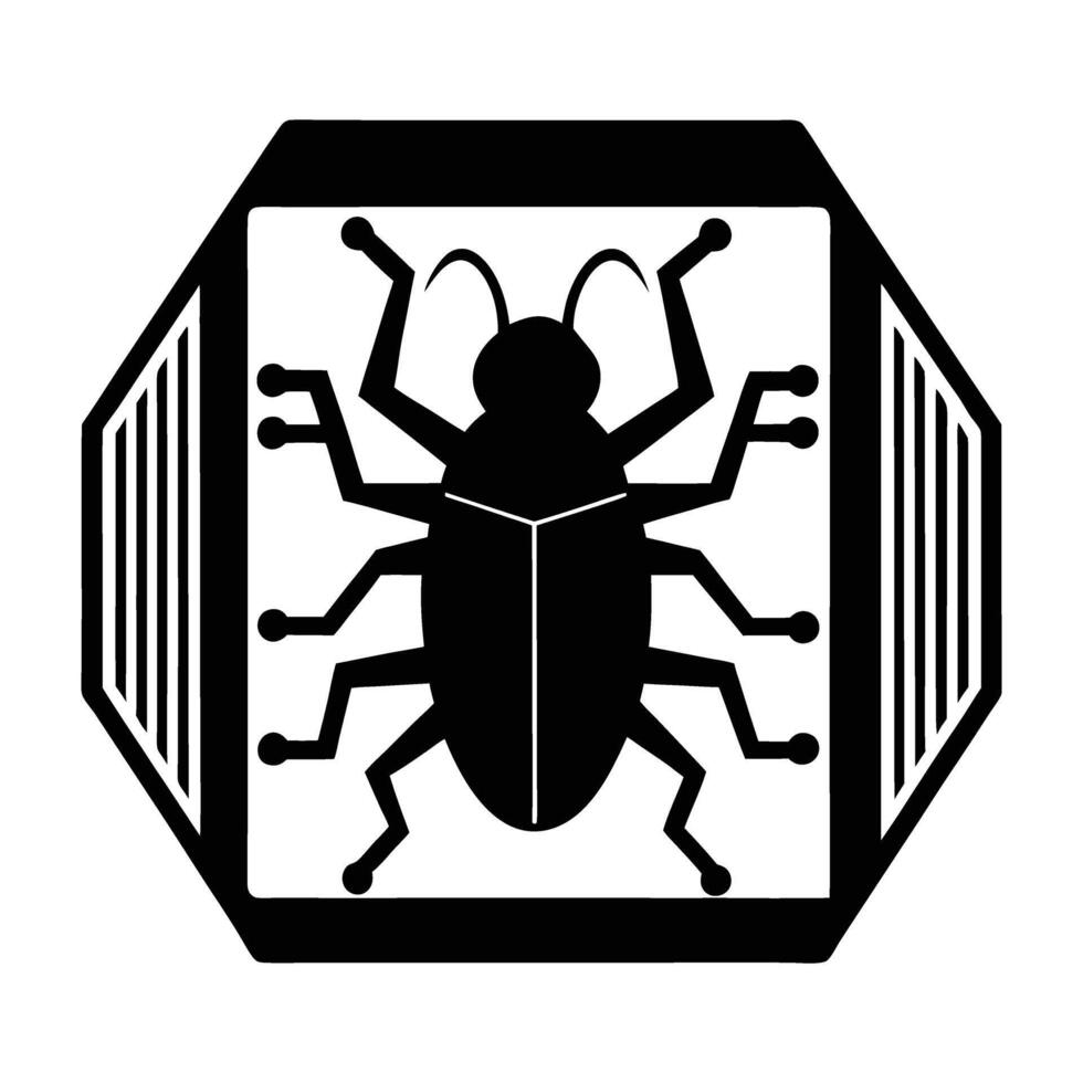 A vivid illustration of a malware bug compromising a computer system vector