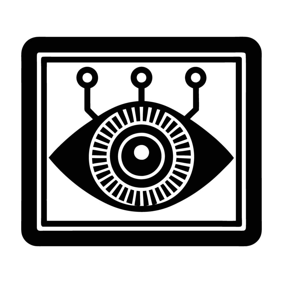 Sleek biometric eye scanner interface offering clear silho and refined silhouette vector