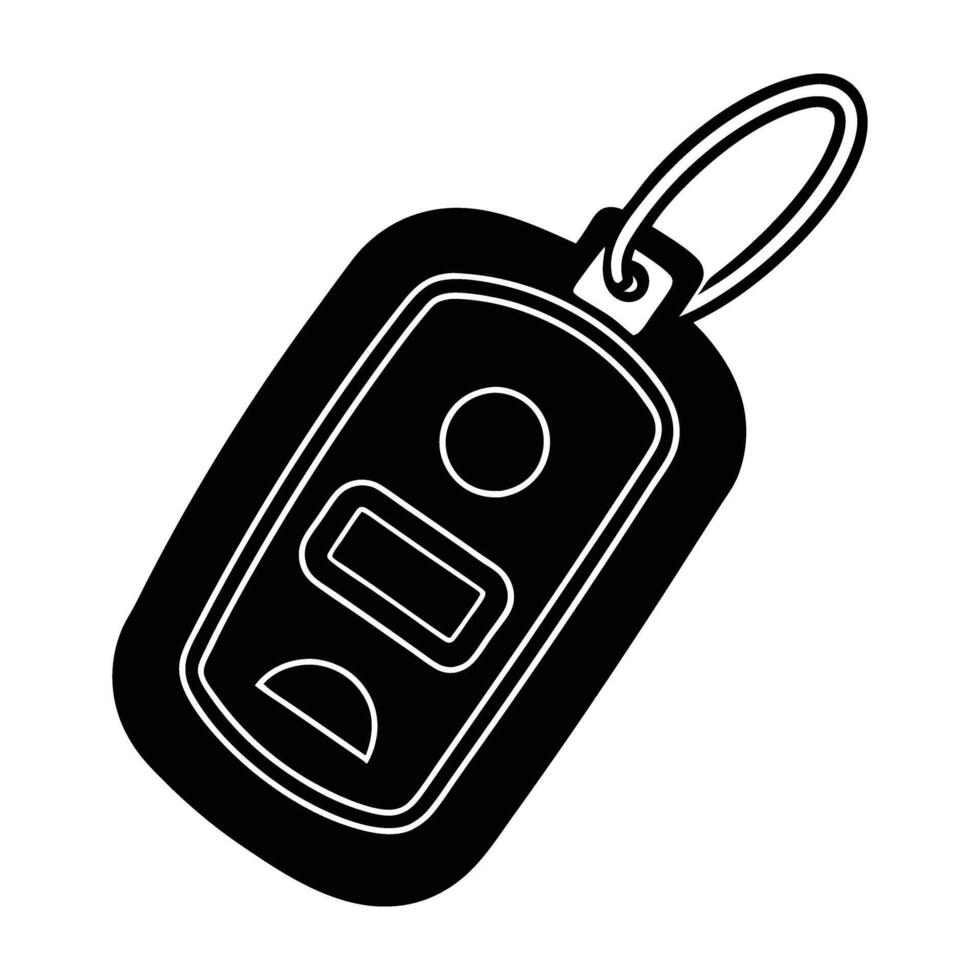 Modern bluetooth enabled car key fob showcased on crisp white background silhouette vector