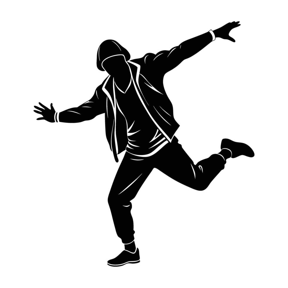 A trendy hip hop dancer showcasing a stylish urban pose silhouette vector