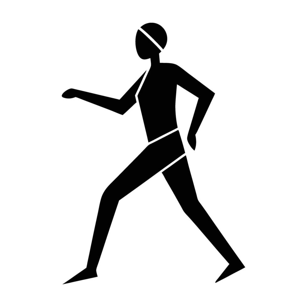 Minimalist black figure performs artfully with calm precision and understated elegance in view vector