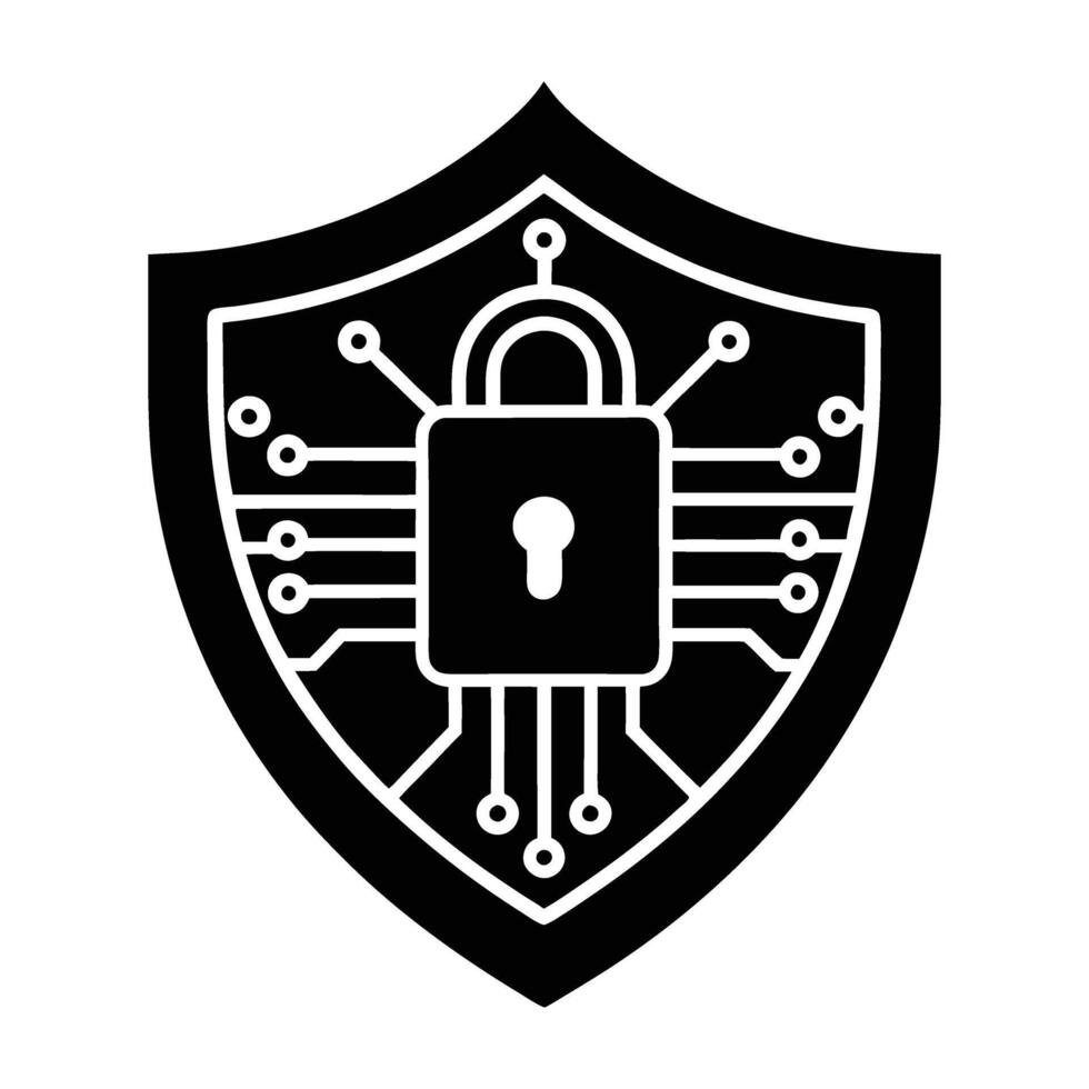 Innovative data encryption process featuring a protective shield design on white background vector
