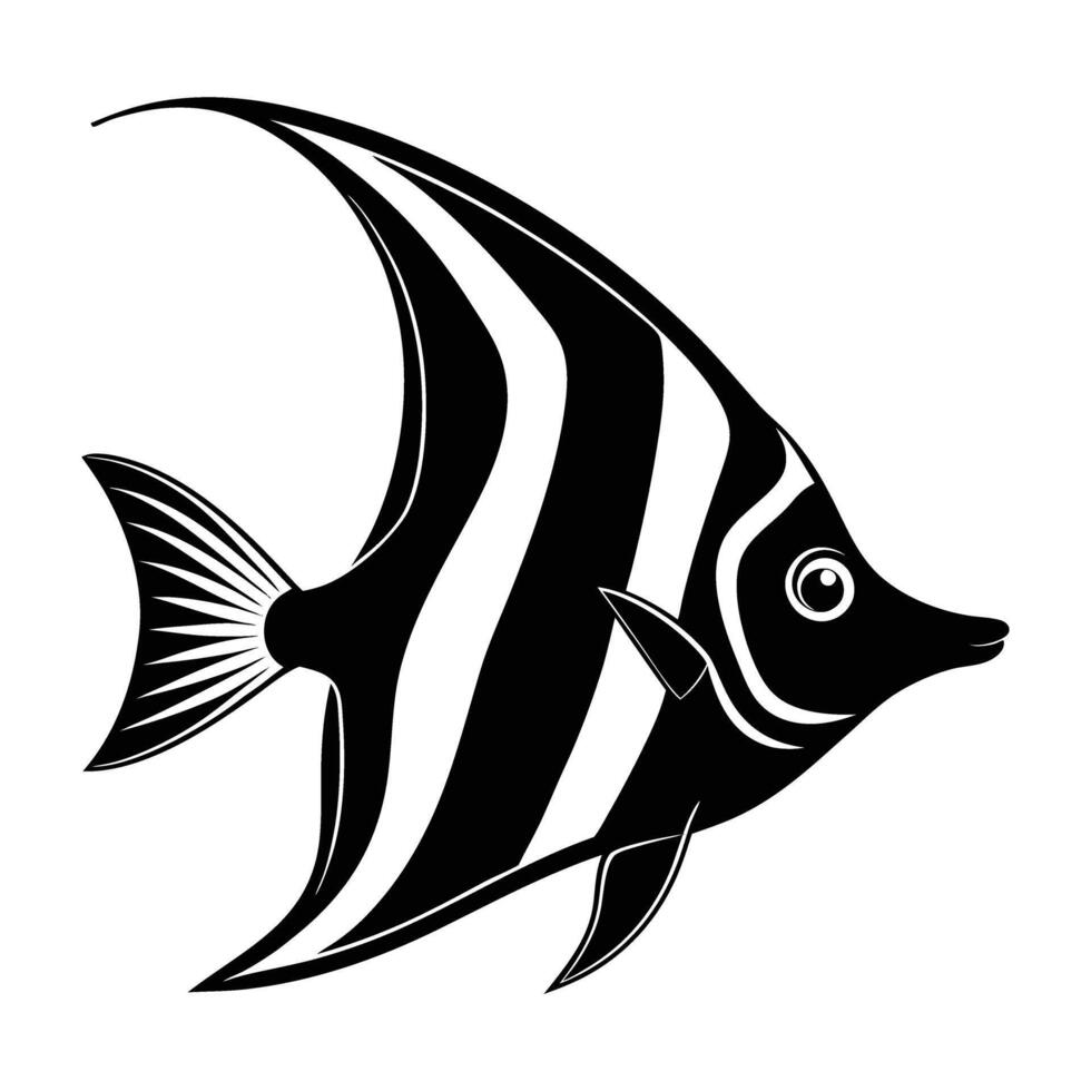Minimalist moorish idol swimming gracefully with long dorsal fin trailing in clear water vector