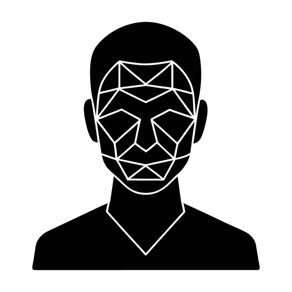 Advanced biometric facial recognition scanner ensuring secure identity in refined silhouette vector