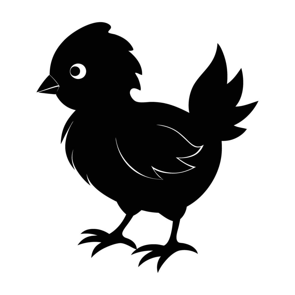 Adorable chick walking with small wings tucked neatly in a charming silhouette scene vector