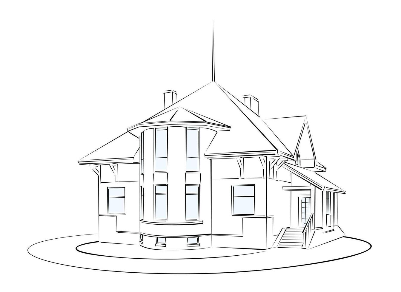Sketch of a big country house. vector