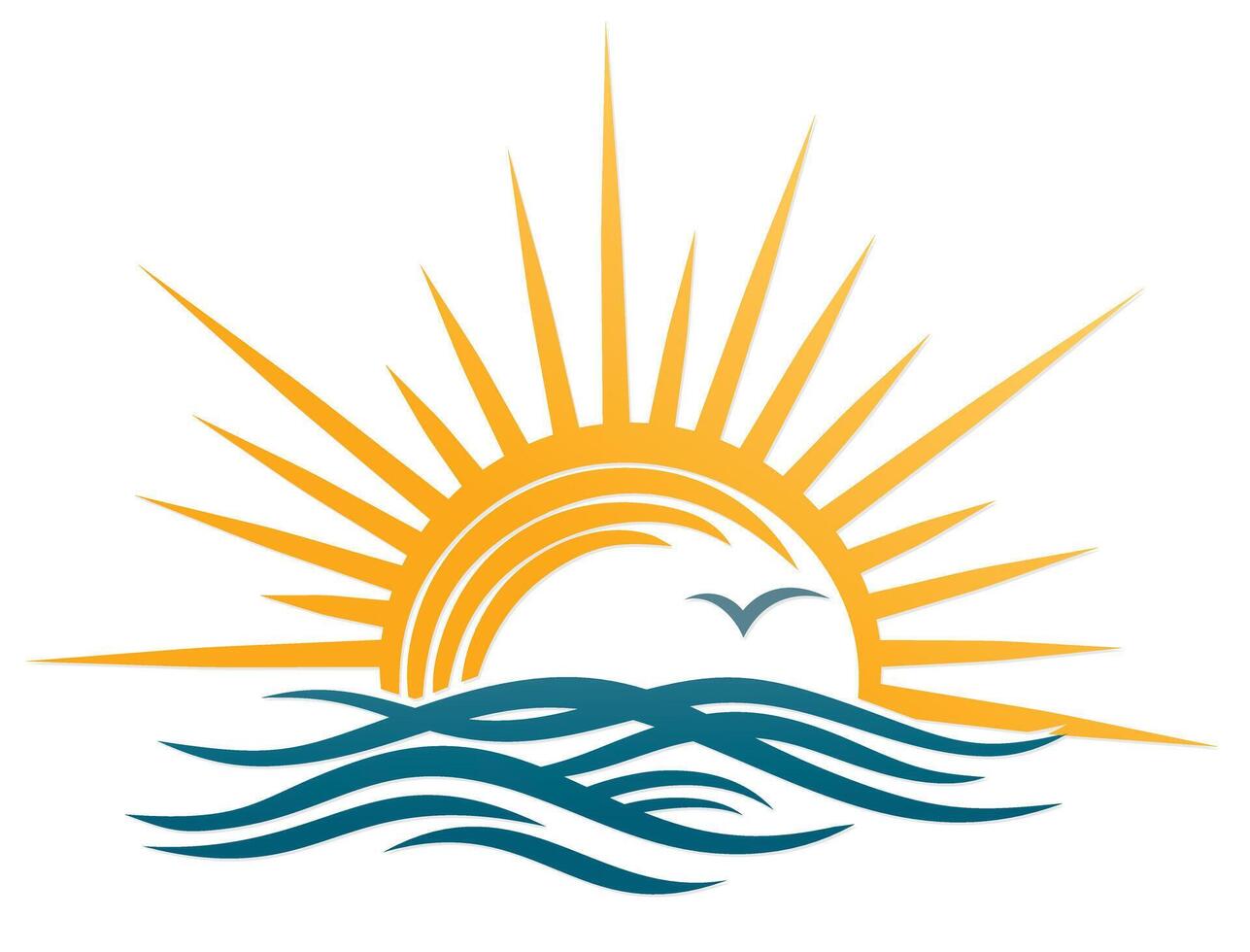 A sun dawn logo in the sea. vector