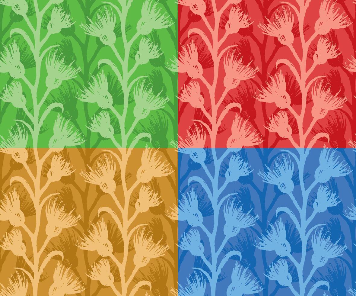 Set seamless backgrounds with plant. vector