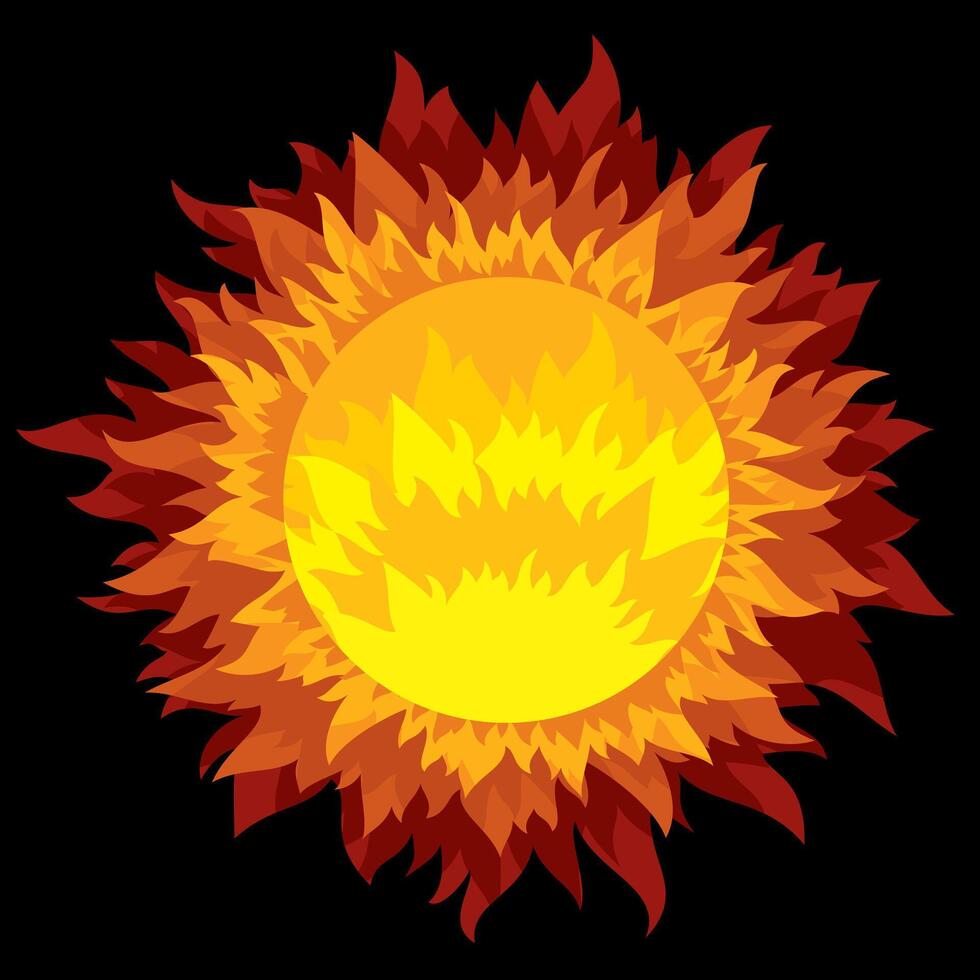 Bright Fiery sun. vector