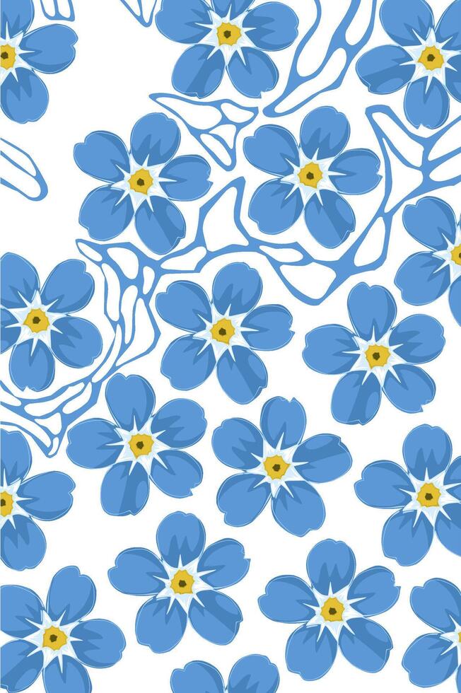Blue flowers with abstract patterns on a white background vector