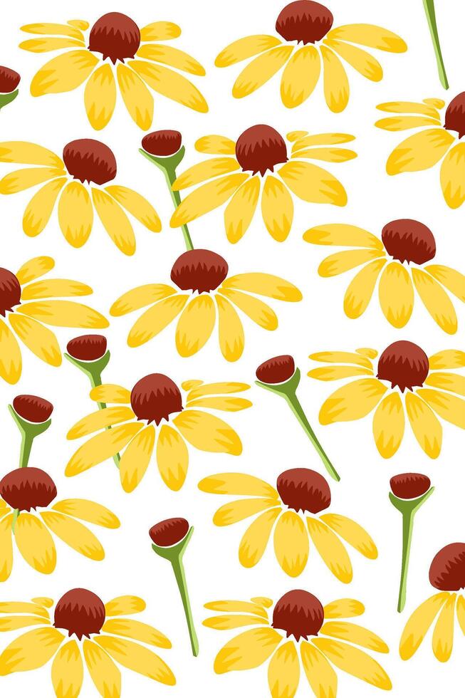 Yellow flower pattern with Bud on white background vector