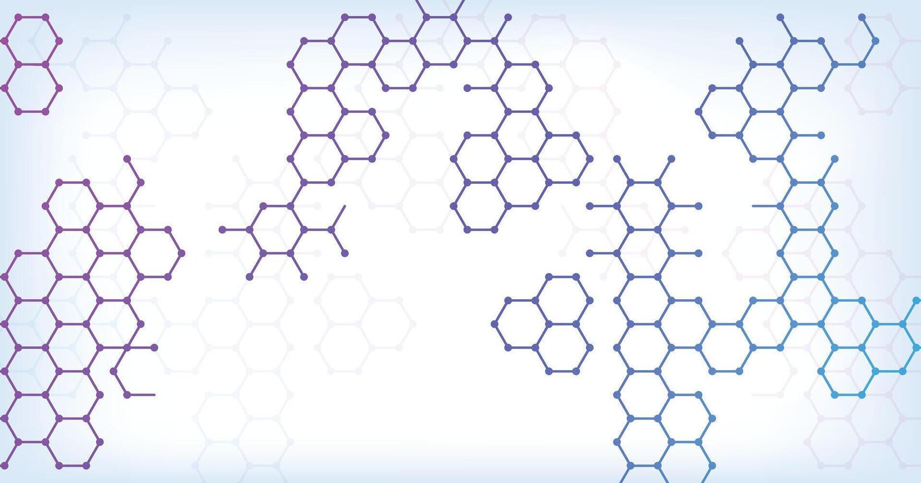 Abstract hexagonal molecular structures, science, technology background vector