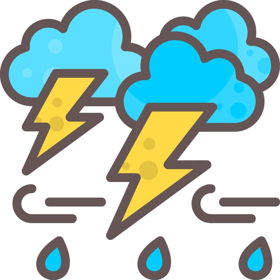 Heavy Thunderstorm Outline Element Style vector