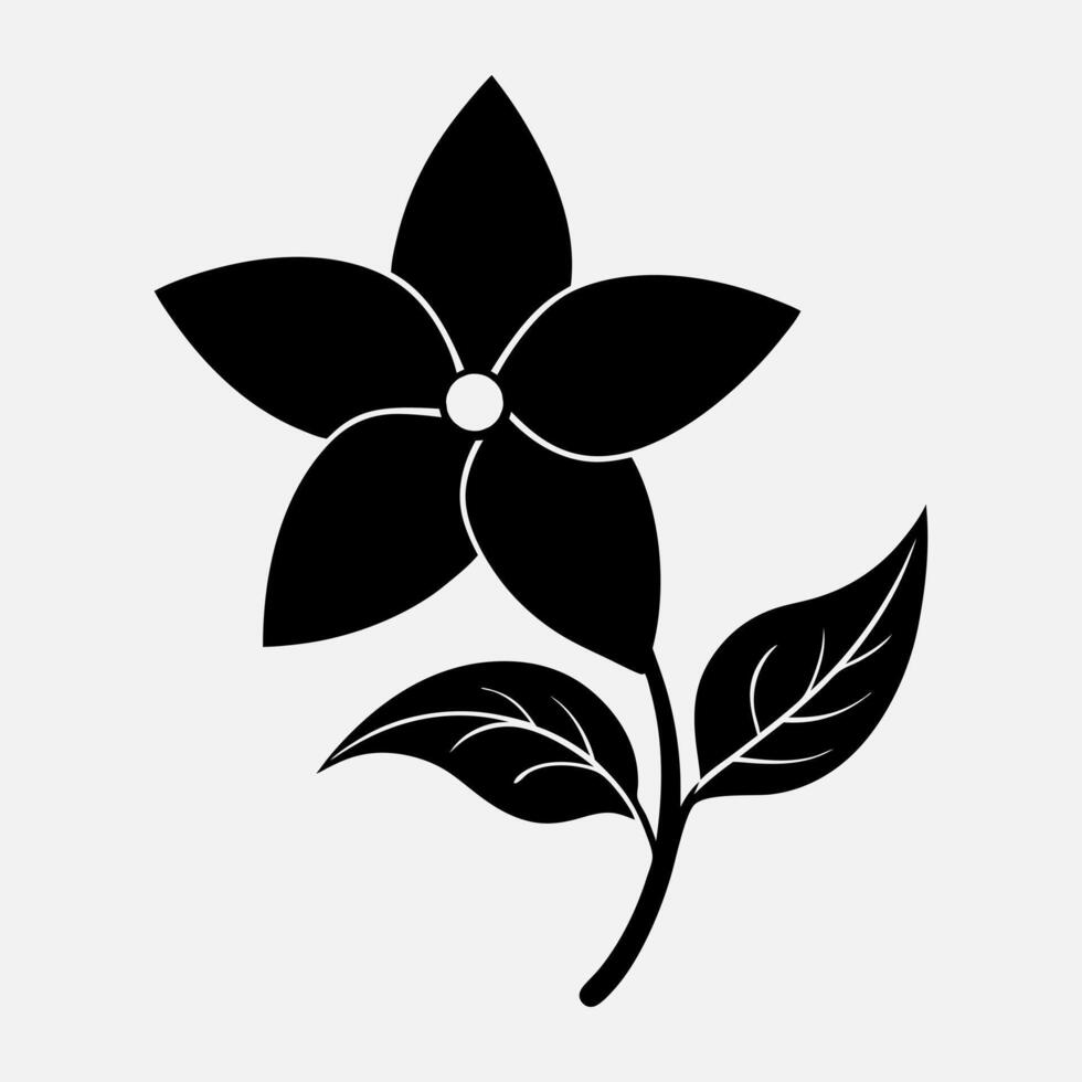a black and white flower with leaves on it vector