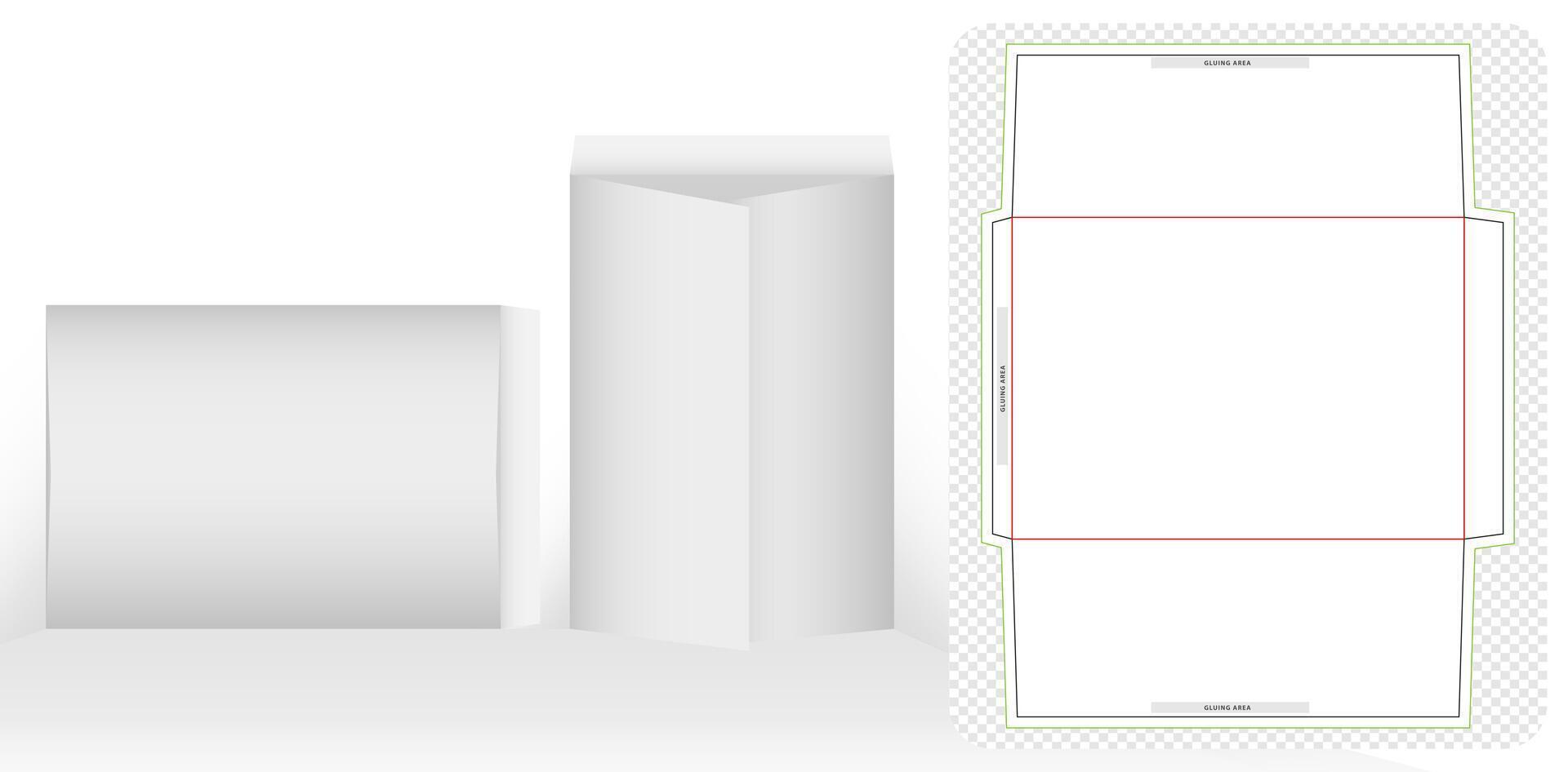 die cut envelope template design 3d mock-up isolated white backgrounds for your message, packaging branding, products compartments unique design, minimalist conceptual holder stationery product office vector