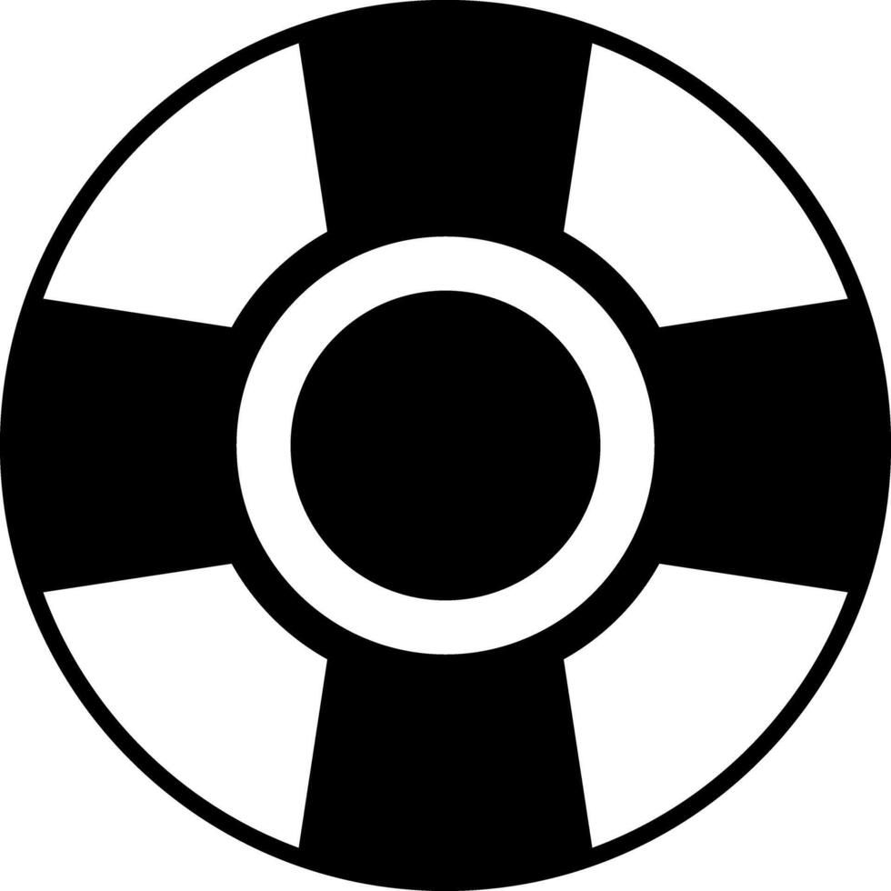 Black and White Lifebuoy Symbol Icon Over White Background vector