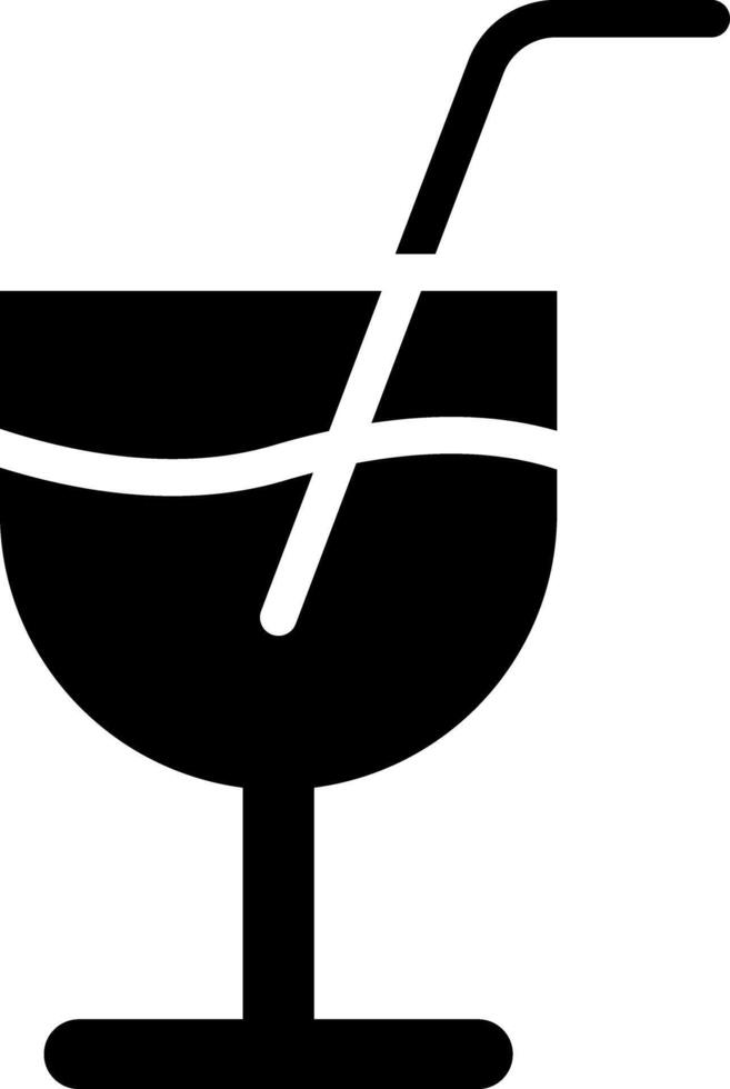Silhouette of a Cocktail Glass Icon with Striped Design and Straw vector