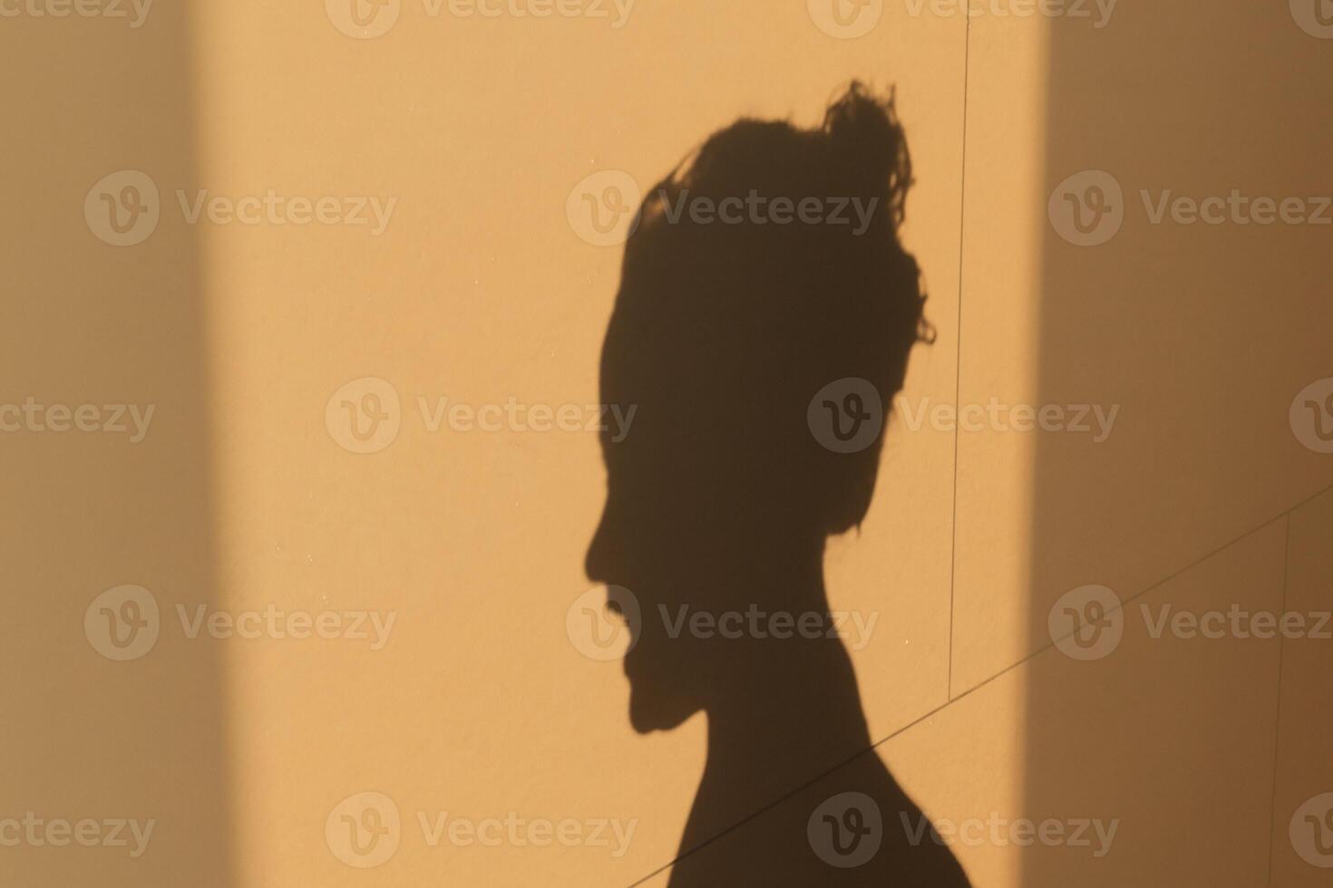 Shadow of a little girl's head on a wall for illustration and concepts, kid photo