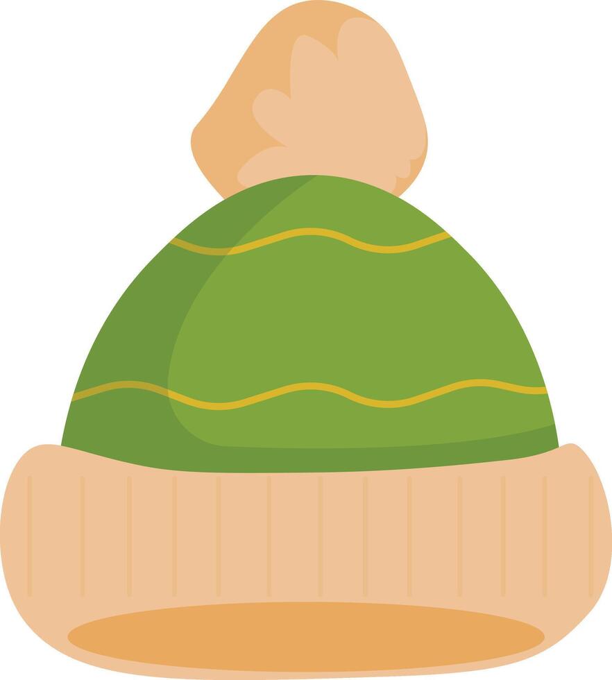 Green Beanie with Pom Pom vector