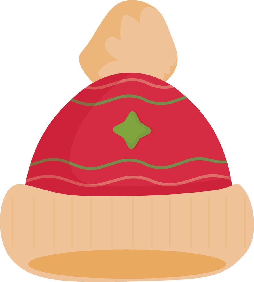 Red and Beige Knitted Beanie vector