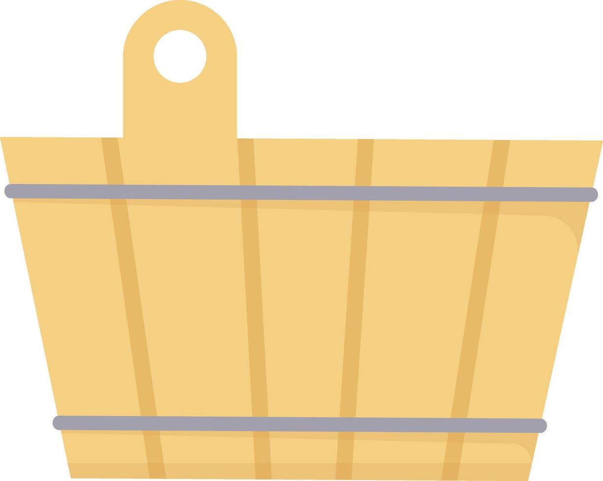 Wooden Sauna Bucket with Handle vector