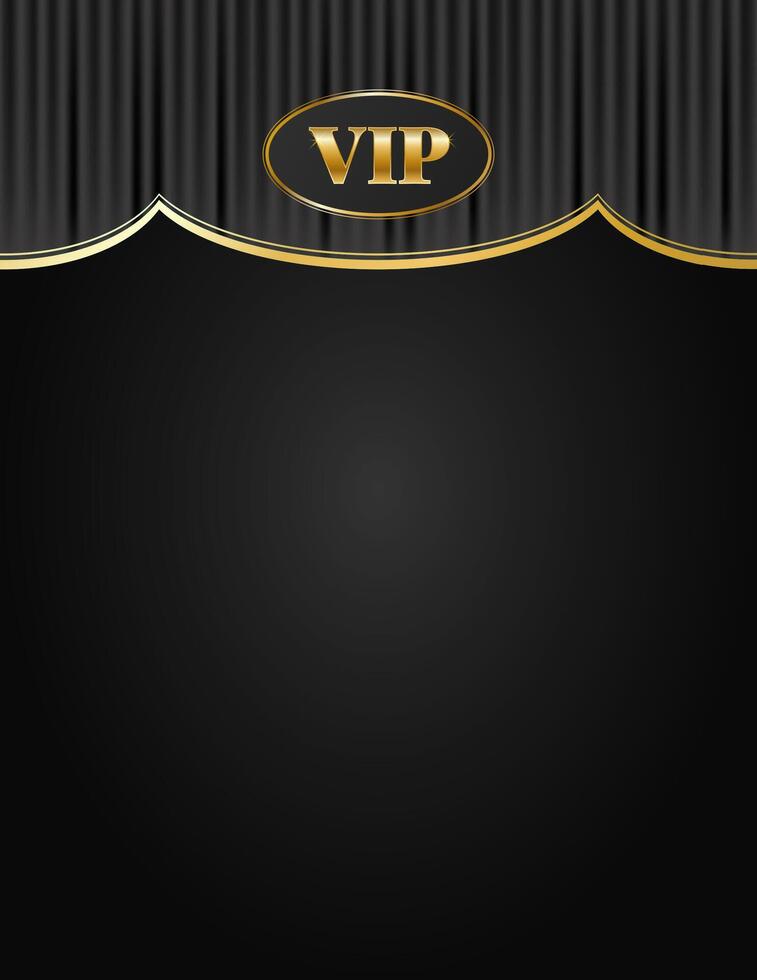 Luxury VIP card with draped curtains. Black background. illustration for casino, party, award and your business vector