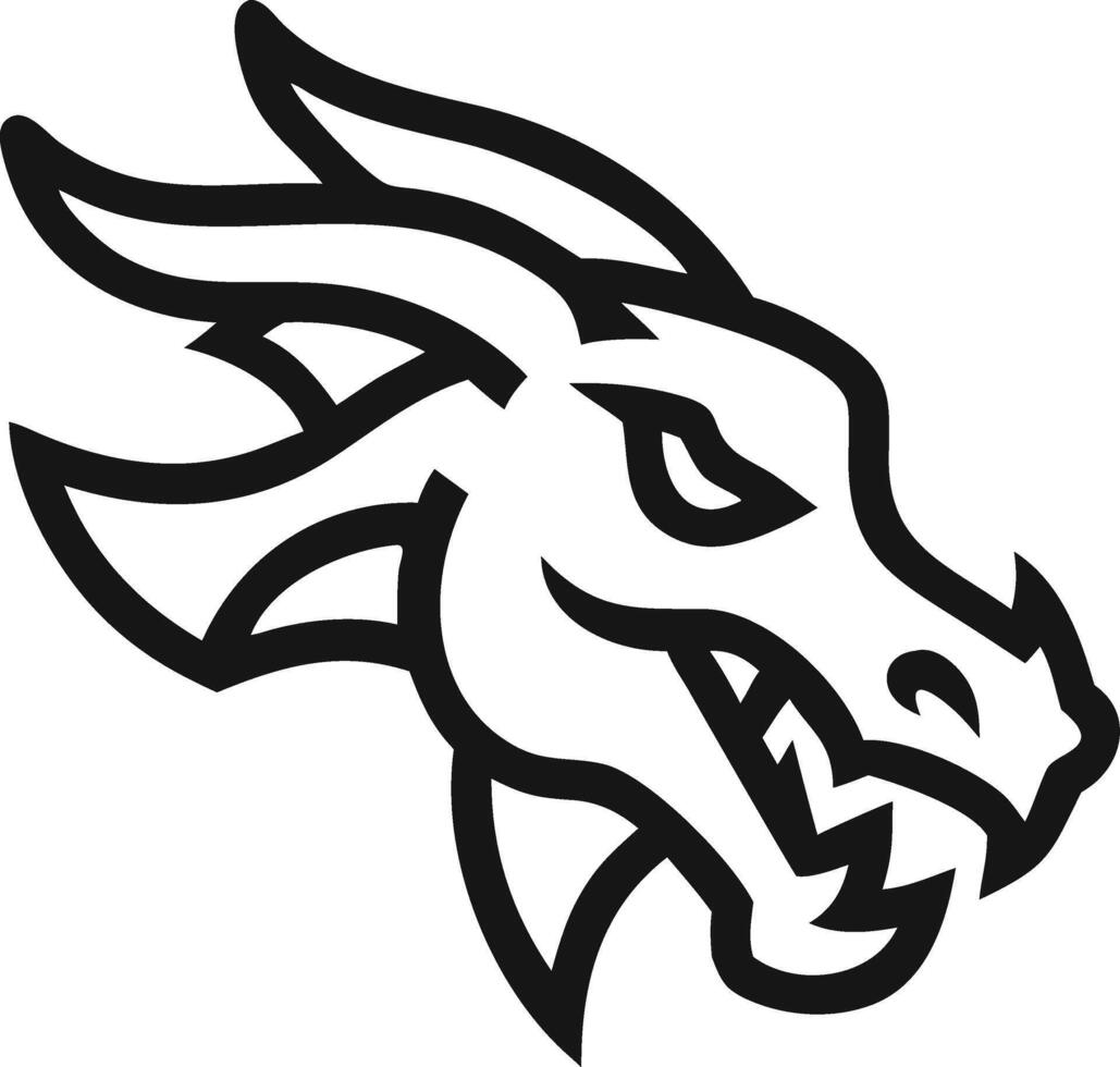 Head Dragon Logo. A dragon head with its mouth open and teeth bared vector