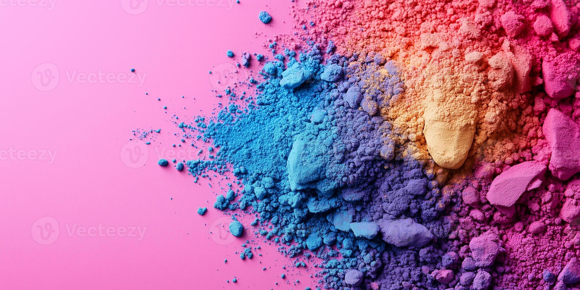 Colorful gulal powder exploding with joy for holi festival celebrations copy space photo
