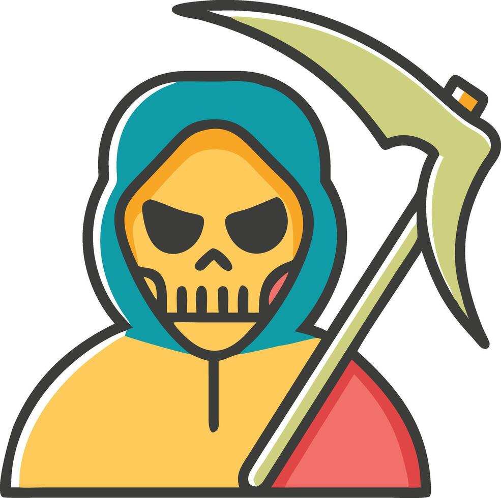 Grim Reaper with hood. A skeleton with a large knife in his hand vector