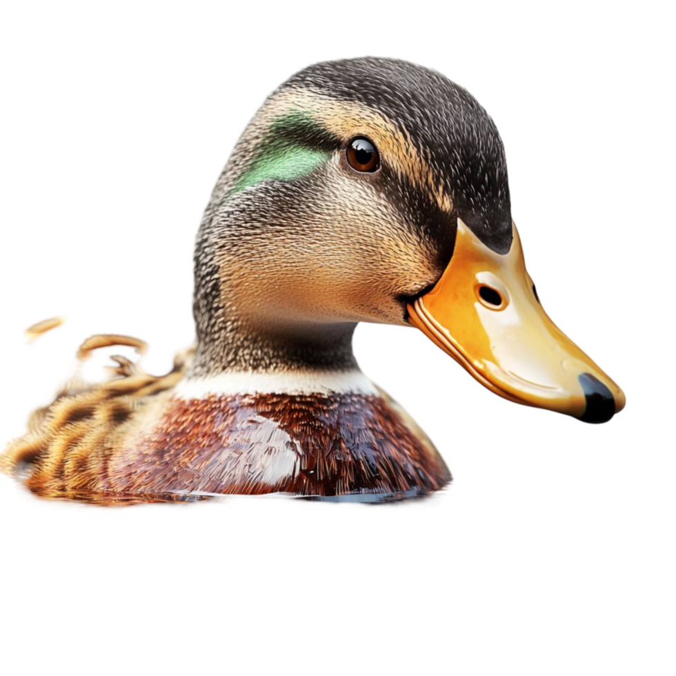 Beautiful mallard duck swimming on png