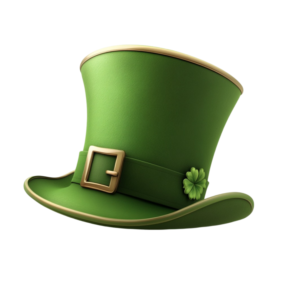 Green Saint Patricks Day Leprechaun Hat with Shamrock Decoration on png